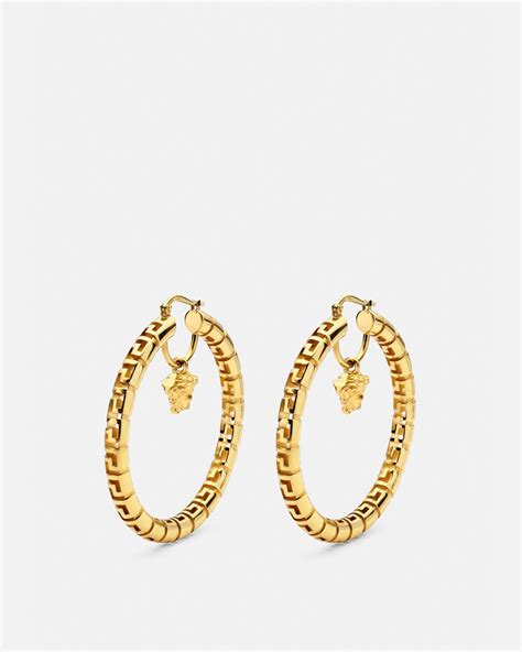 versace gold greca hoop earrings